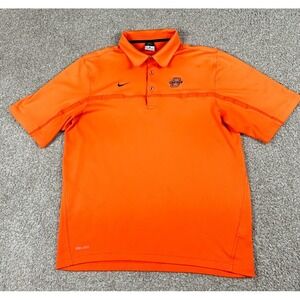 Oklahoma State Cowboys Polo Shirt Mens Large Orange Nike Dri Fit Short Sleeve A2
